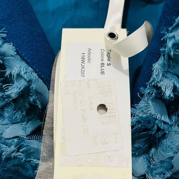 Poems Bolero Jacket Blue Rosette Romantic Beautiful Cropped SZ S MSRP 198 NWT - Picture 5 of 16